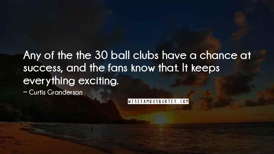 Curtis Granderson Quotes: Any of the the 30 ball clubs have a chance at success, and the fans know that. It keeps everything exciting.