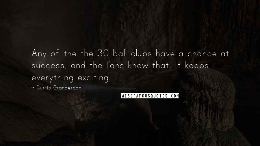 Curtis Granderson Quotes: Any of the the 30 ball clubs have a chance at success, and the fans know that. It keeps everything exciting.