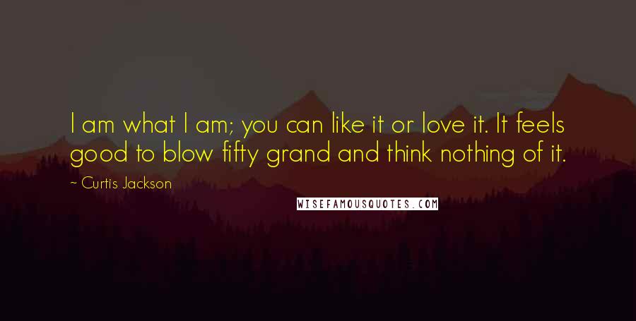 Curtis Jackson Quotes: I am what I am; you can like it or love it. It feels good to blow fifty grand and think nothing of it.