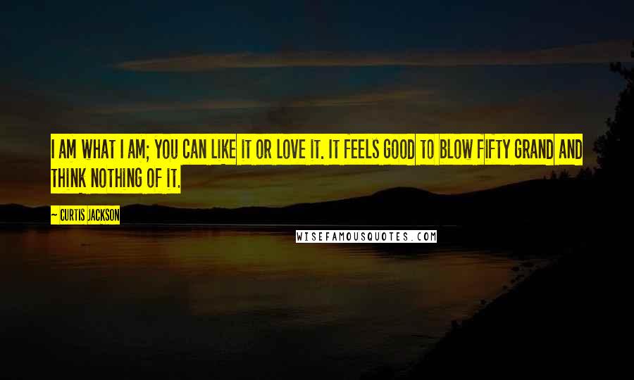 Curtis Jackson Quotes: I am what I am; you can like it or love it. It feels good to blow fifty grand and think nothing of it.