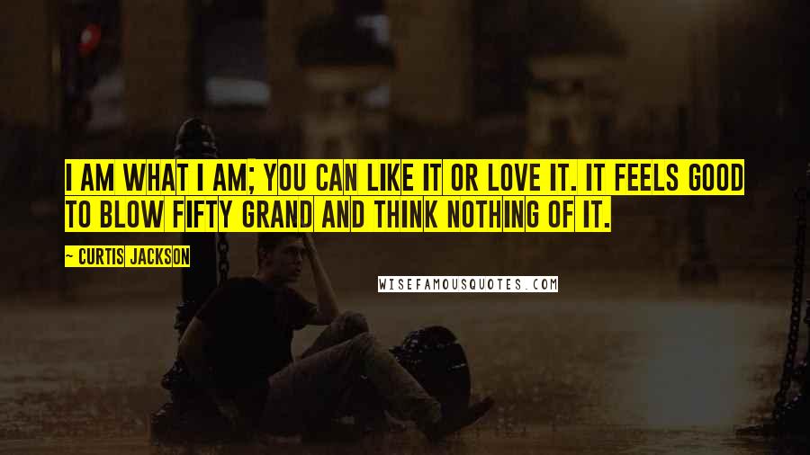 Curtis Jackson Quotes: I am what I am; you can like it or love it. It feels good to blow fifty grand and think nothing of it.