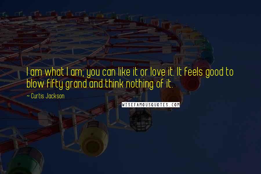 Curtis Jackson Quotes: I am what I am; you can like it or love it. It feels good to blow fifty grand and think nothing of it.