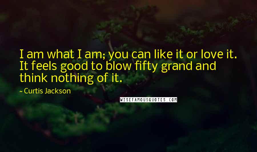 Curtis Jackson Quotes: I am what I am; you can like it or love it. It feels good to blow fifty grand and think nothing of it.