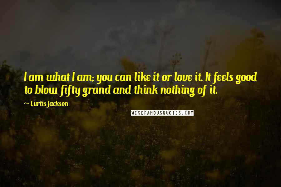 Curtis Jackson Quotes: I am what I am; you can like it or love it. It feels good to blow fifty grand and think nothing of it.