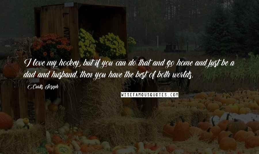 Curtis Joseph Quotes: I love my hockey, but if you can do that and go home and just be a dad and husband, then you have the best of both worlds.