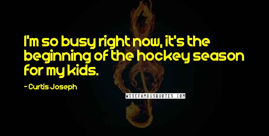 Curtis Joseph Quotes: I'm so busy right now, it's the beginning of the hockey season for my kids.