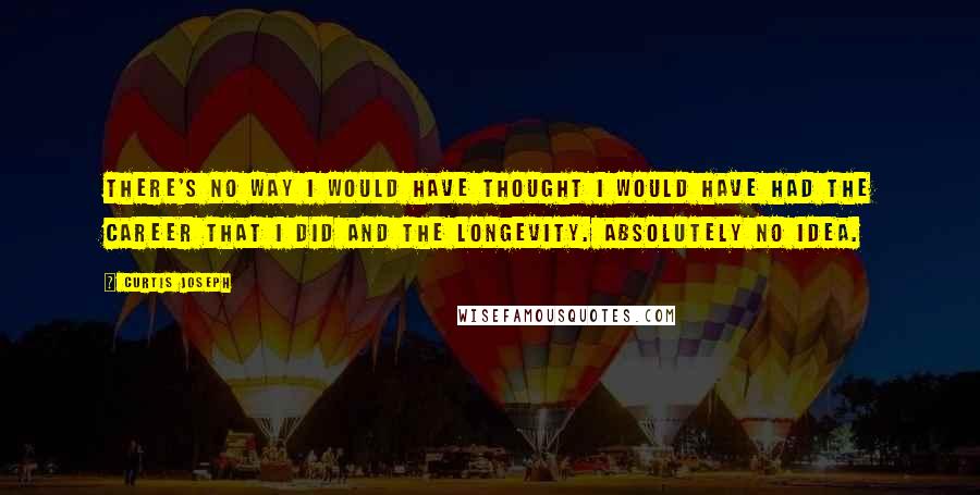 Curtis Joseph Quotes: There's no way I would have thought I would have had the career that I did and the longevity. Absolutely no idea.