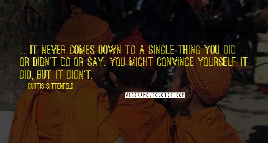 Curtis Sittenfeld Quotes: ... it never comes down to a single thing you did or didn't do or say. You might convince yourself it did, but it didn't.
