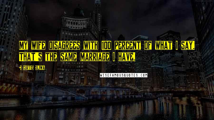 Curtis Sliwa Quotes: My wife disagrees with 100 percent of what I say. That's the same marriage I have.