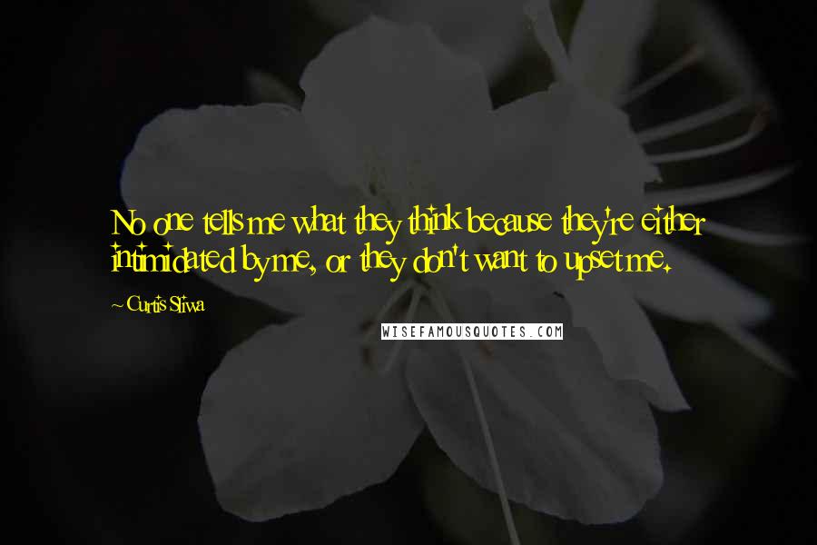 Curtis Sliwa Quotes: No one tells me what they think because they're either intimidated by me, or they don't want to upset me.