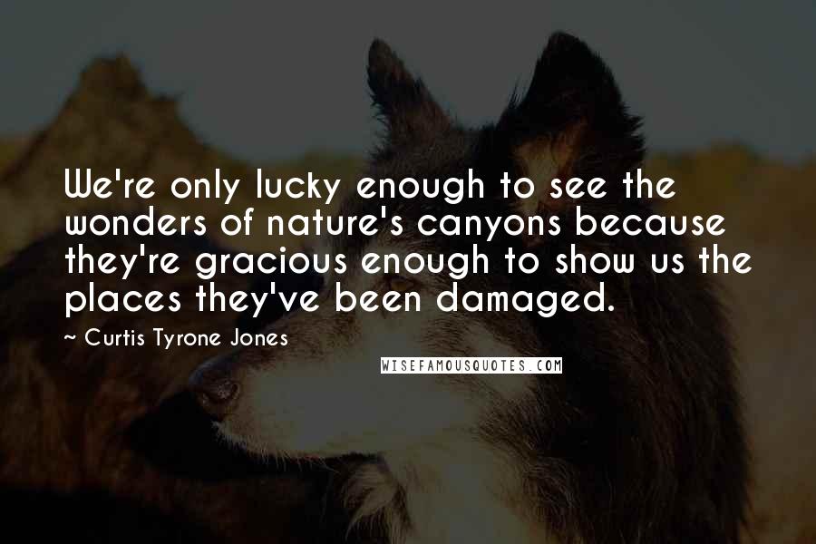 Curtis Tyrone Jones Quotes: We're only lucky enough to see the wonders of nature's canyons because they're gracious enough to show us the places they've been damaged.