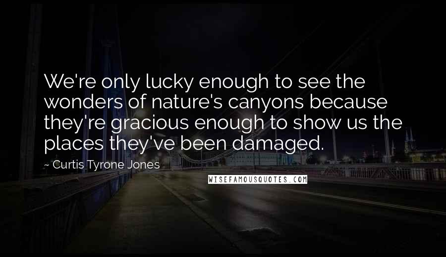 Curtis Tyrone Jones Quotes: We're only lucky enough to see the wonders of nature's canyons because they're gracious enough to show us the places they've been damaged.