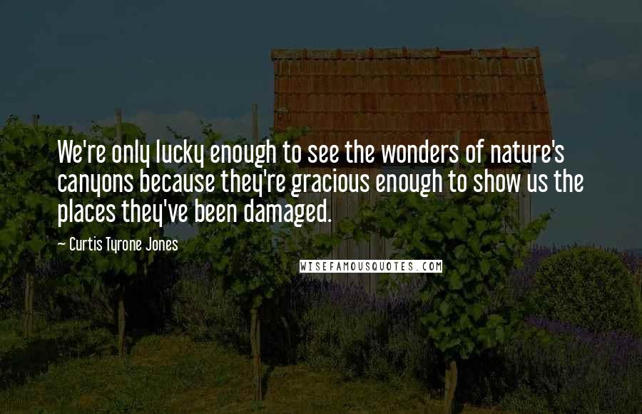 Curtis Tyrone Jones Quotes: We're only lucky enough to see the wonders of nature's canyons because they're gracious enough to show us the places they've been damaged.