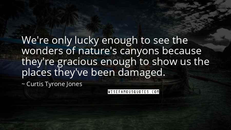 Curtis Tyrone Jones Quotes: We're only lucky enough to see the wonders of nature's canyons because they're gracious enough to show us the places they've been damaged.