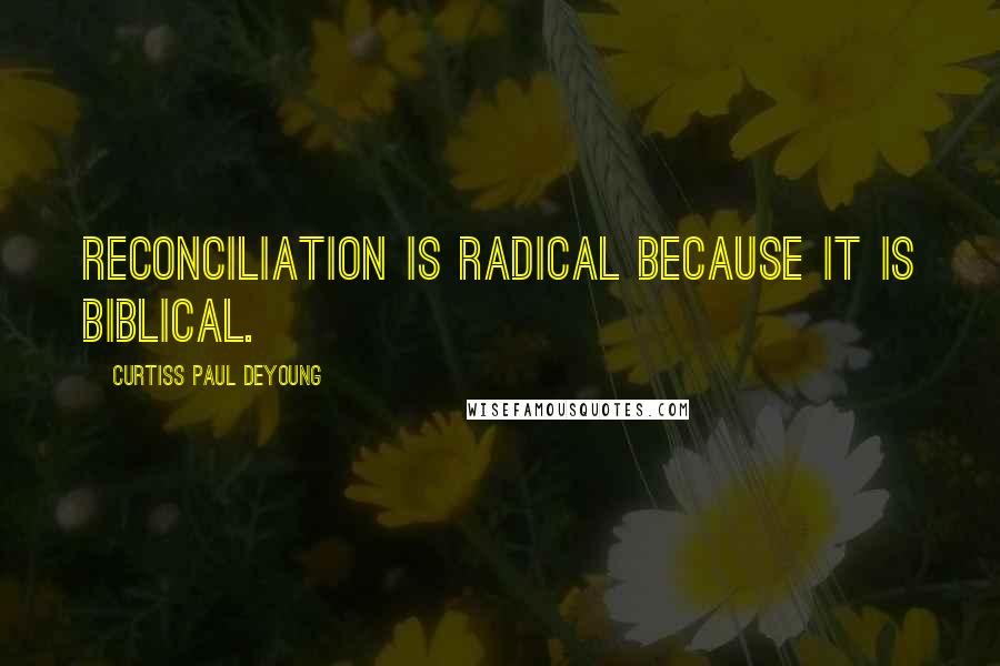 Curtiss Paul DeYoung Quotes: reconciliation is radical because it is biblical.