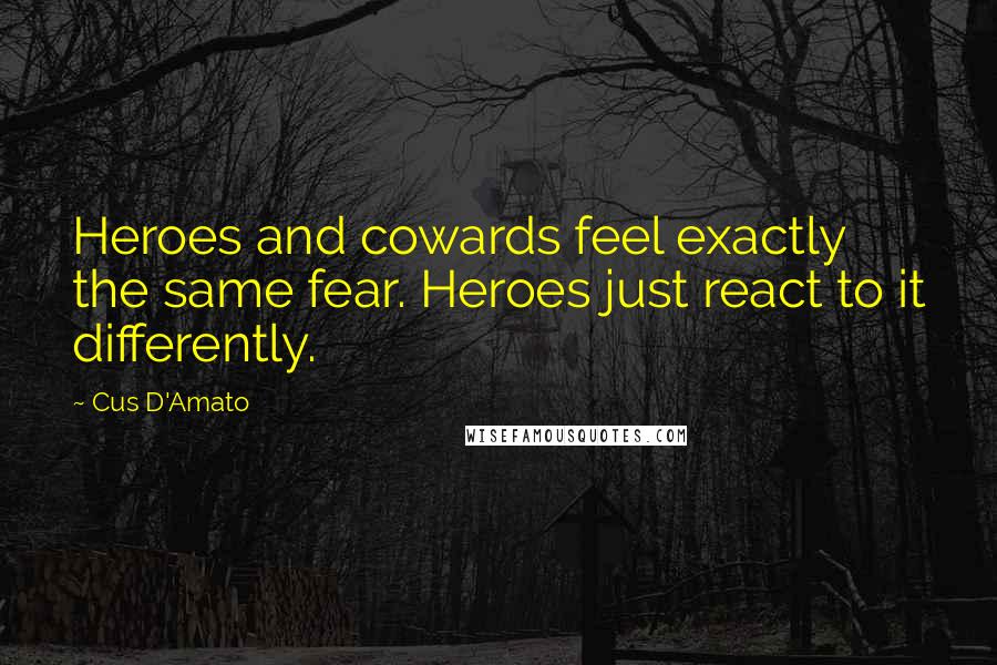 Cus D'Amato Quotes: Heroes and cowards feel exactly the same fear. Heroes just react to it differently.