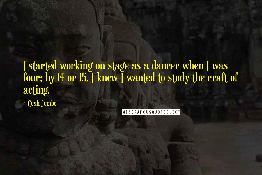 Cush Jumbo Quotes: I started working on stage as a dancer when I was four; by 14 or 15, I knew I wanted to study the craft of acting.