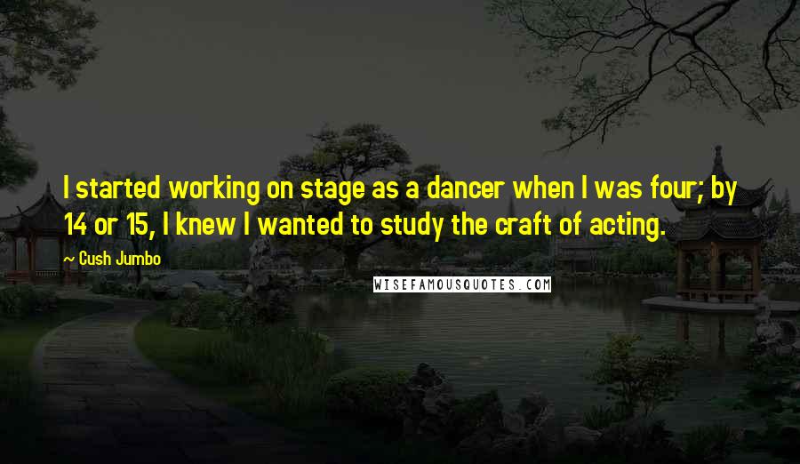 Cush Jumbo Quotes: I started working on stage as a dancer when I was four; by 14 or 15, I knew I wanted to study the craft of acting.