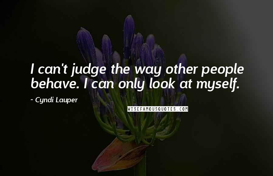 Cyndi Lauper Quotes: I can't judge the way other people behave. I can only look at myself.