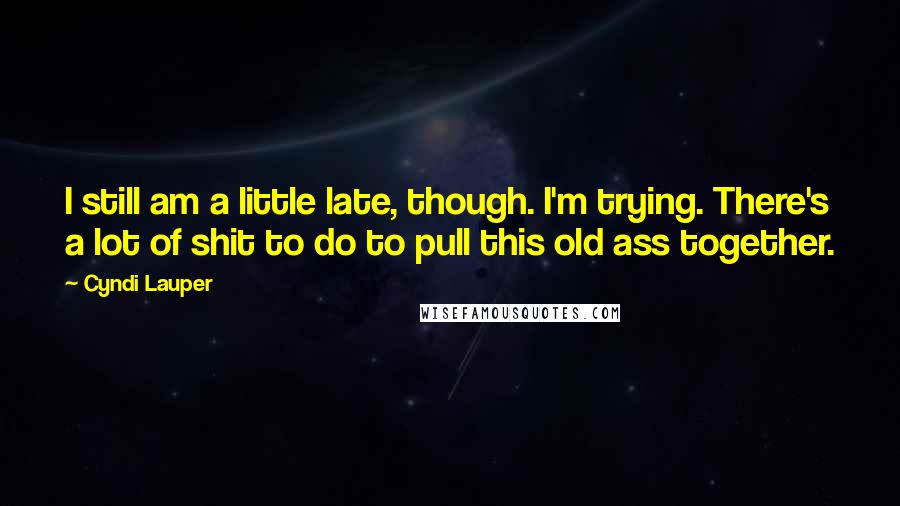 Cyndi Lauper Quotes: I still am a little late, though. I'm trying. There's a lot of shit to do to pull this old ass together.