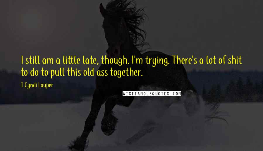 Cyndi Lauper Quotes: I still am a little late, though. I'm trying. There's a lot of shit to do to pull this old ass together.