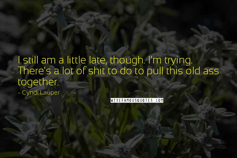 Cyndi Lauper Quotes: I still am a little late, though. I'm trying. There's a lot of shit to do to pull this old ass together.