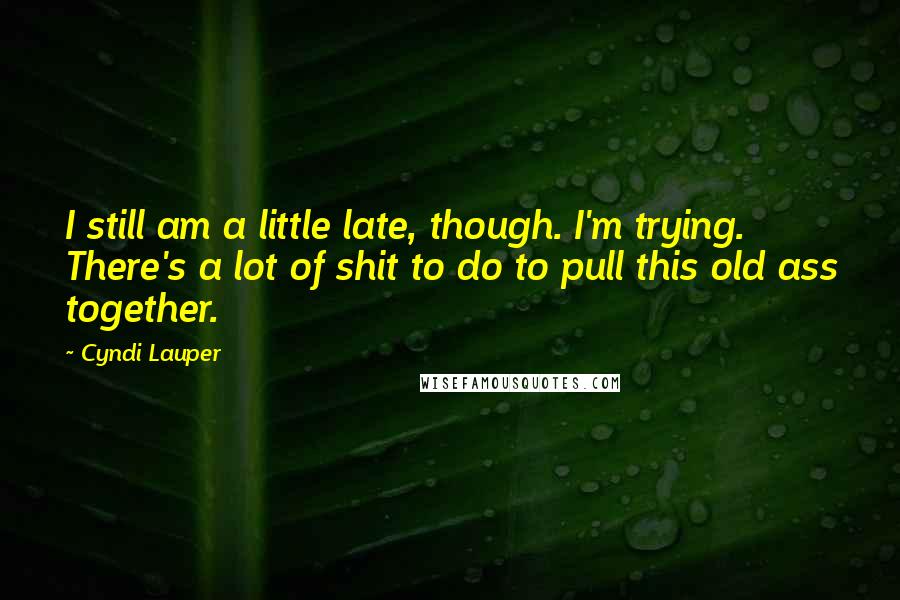 Cyndi Lauper Quotes: I still am a little late, though. I'm trying. There's a lot of shit to do to pull this old ass together.