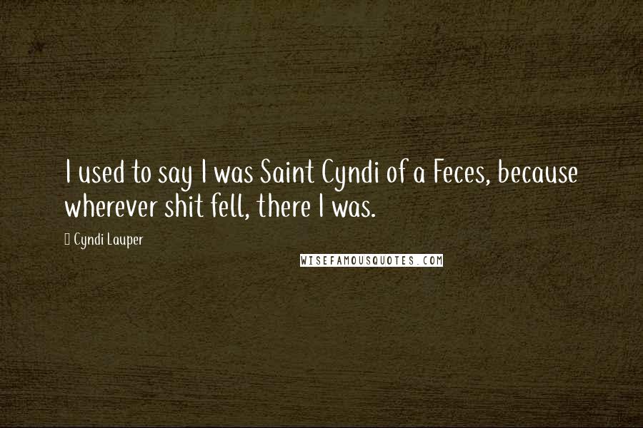 Cyndi Lauper Quotes: I used to say I was Saint Cyndi of a Feces, because wherever shit fell, there I was.