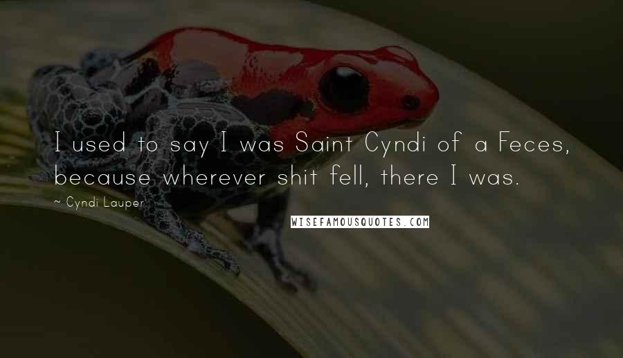 Cyndi Lauper Quotes: I used to say I was Saint Cyndi of a Feces, because wherever shit fell, there I was.