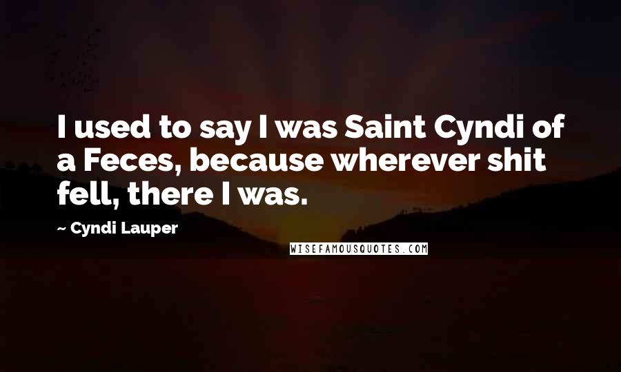 Cyndi Lauper Quotes: I used to say I was Saint Cyndi of a Feces, because wherever shit fell, there I was.