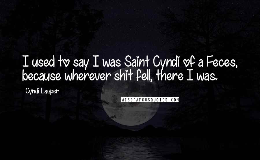 Cyndi Lauper Quotes: I used to say I was Saint Cyndi of a Feces, because wherever shit fell, there I was.