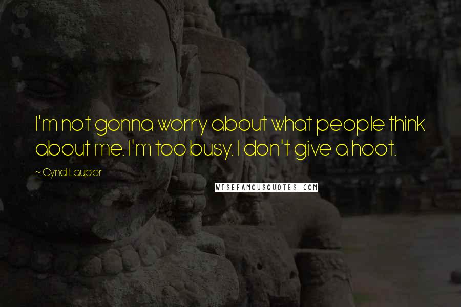 Cyndi Lauper Quotes: I'm not gonna worry about what people think about me. I'm too busy. I don't give a hoot.