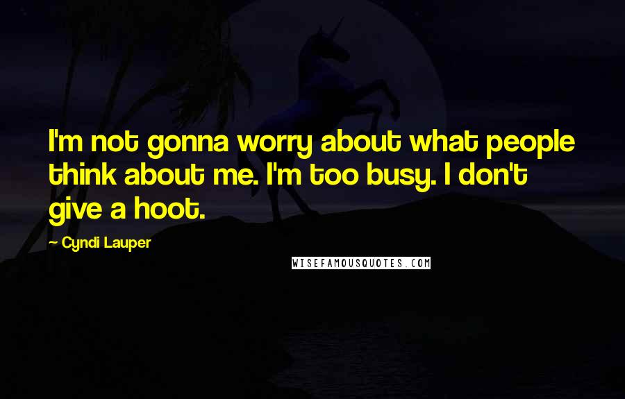 Cyndi Lauper Quotes: I'm not gonna worry about what people think about me. I'm too busy. I don't give a hoot.