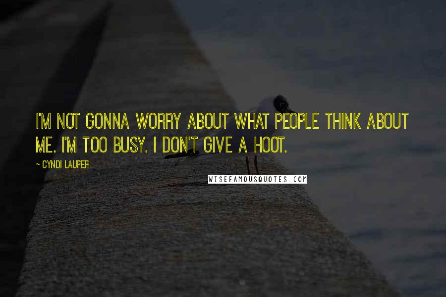 Cyndi Lauper Quotes: I'm not gonna worry about what people think about me. I'm too busy. I don't give a hoot.