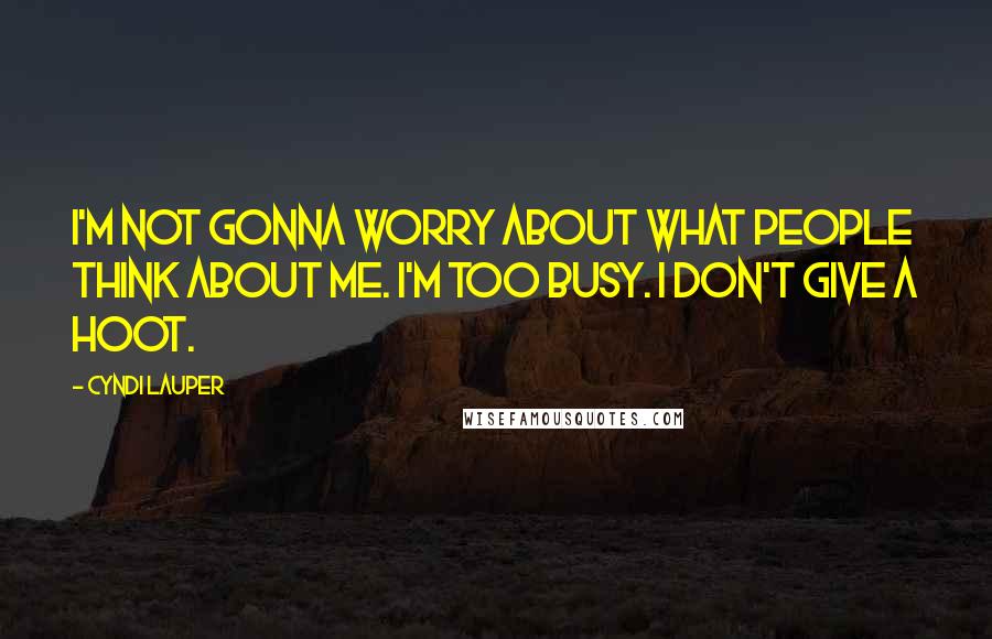Cyndi Lauper Quotes: I'm not gonna worry about what people think about me. I'm too busy. I don't give a hoot.