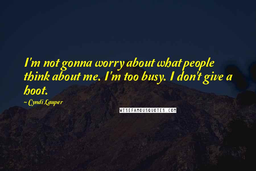Cyndi Lauper Quotes: I'm not gonna worry about what people think about me. I'm too busy. I don't give a hoot.