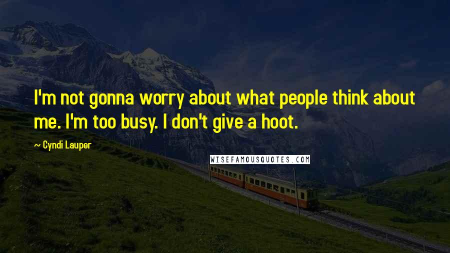 Cyndi Lauper Quotes: I'm not gonna worry about what people think about me. I'm too busy. I don't give a hoot.