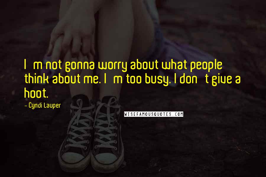 Cyndi Lauper Quotes: I'm not gonna worry about what people think about me. I'm too busy. I don't give a hoot.