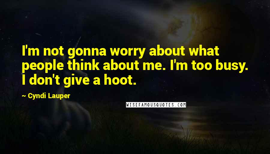 Cyndi Lauper Quotes: I'm not gonna worry about what people think about me. I'm too busy. I don't give a hoot.