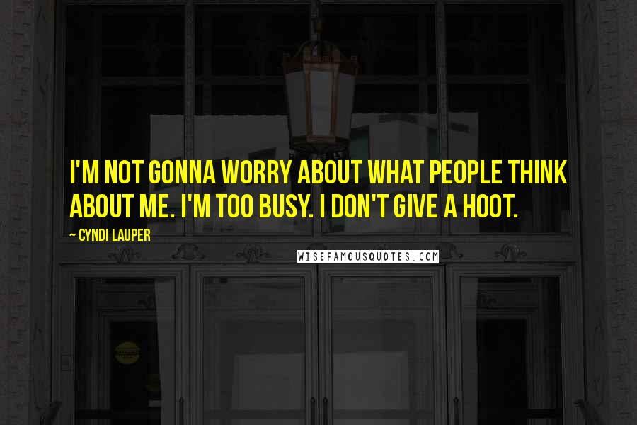 Cyndi Lauper Quotes: I'm not gonna worry about what people think about me. I'm too busy. I don't give a hoot.