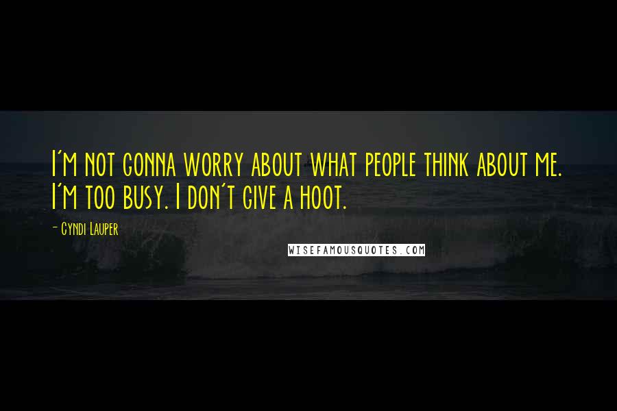 Cyndi Lauper Quotes: I'm not gonna worry about what people think about me. I'm too busy. I don't give a hoot.