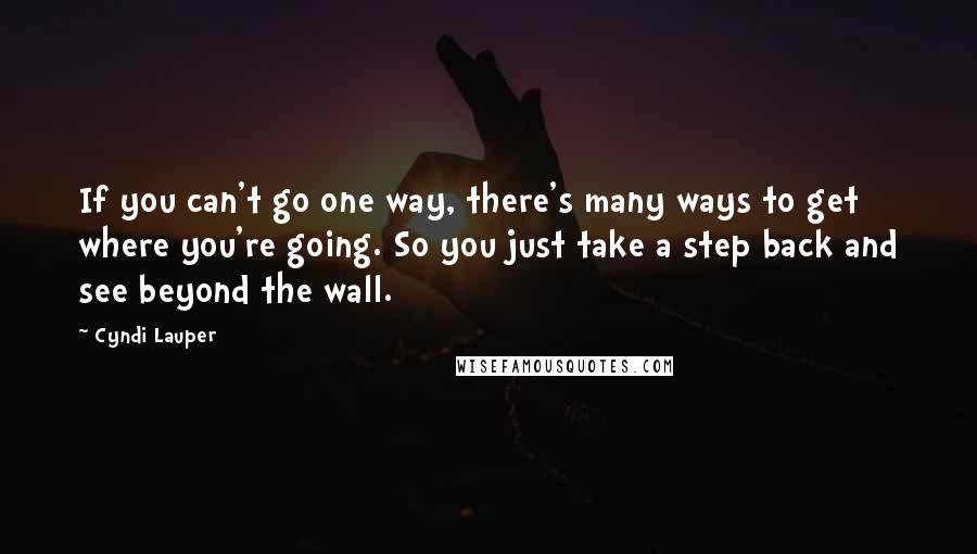 Cyndi Lauper Quotes: If you can't go one way, there's many ways to get where you're going. So you just take a step back and see beyond the wall.