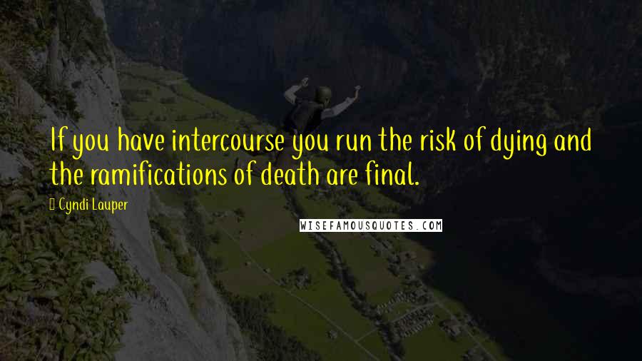 Cyndi Lauper Quotes: If you have intercourse you run the risk of dying and the ramifications of death are final.