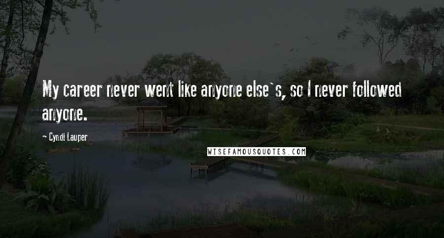 Cyndi Lauper Quotes: My career never went like anyone else's, so I never followed anyone.