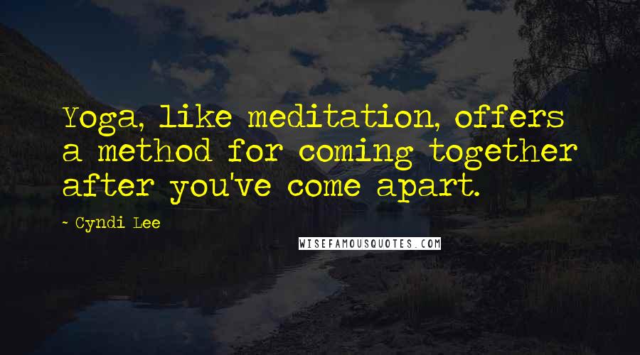 Cyndi Lee Quotes: Yoga, like meditation, offers a method for coming together after you've come apart.