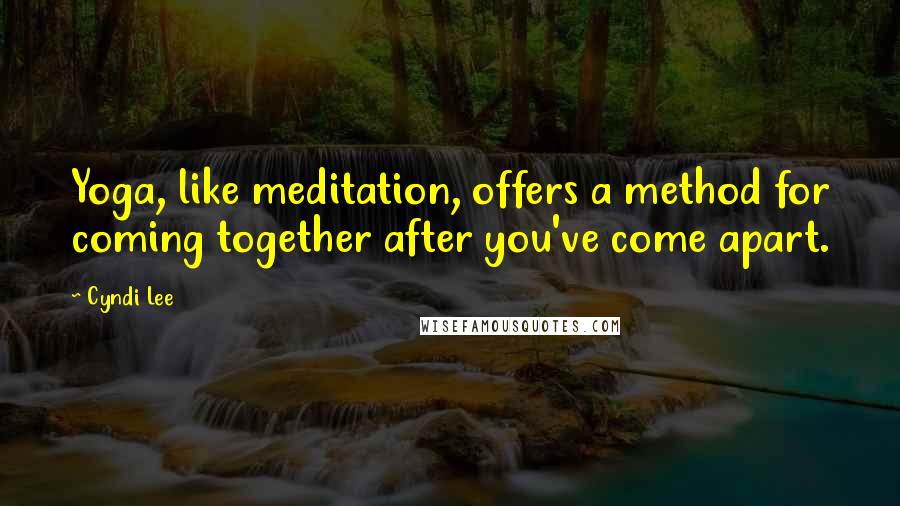 Cyndi Lee Quotes: Yoga, like meditation, offers a method for coming together after you've come apart.