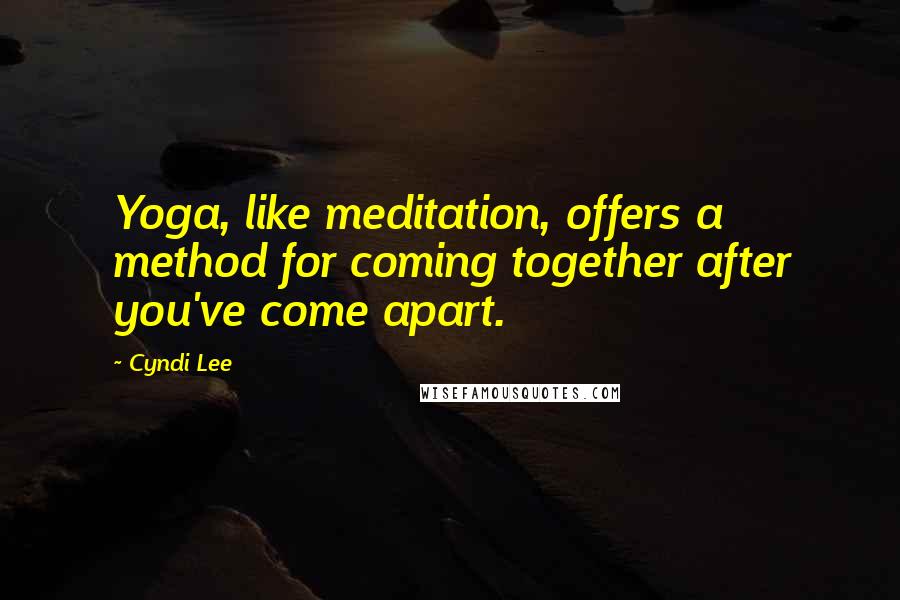 Cyndi Lee Quotes: Yoga, like meditation, offers a method for coming together after you've come apart.