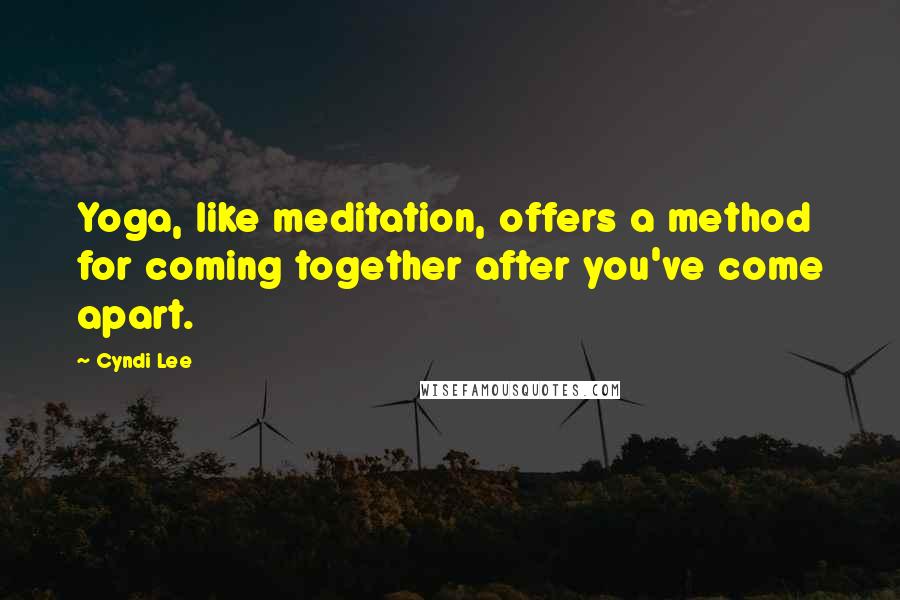 Cyndi Lee Quotes: Yoga, like meditation, offers a method for coming together after you've come apart.