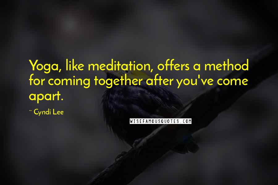 Cyndi Lee Quotes: Yoga, like meditation, offers a method for coming together after you've come apart.