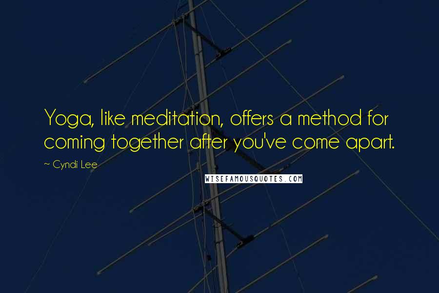 Cyndi Lee Quotes: Yoga, like meditation, offers a method for coming together after you've come apart.